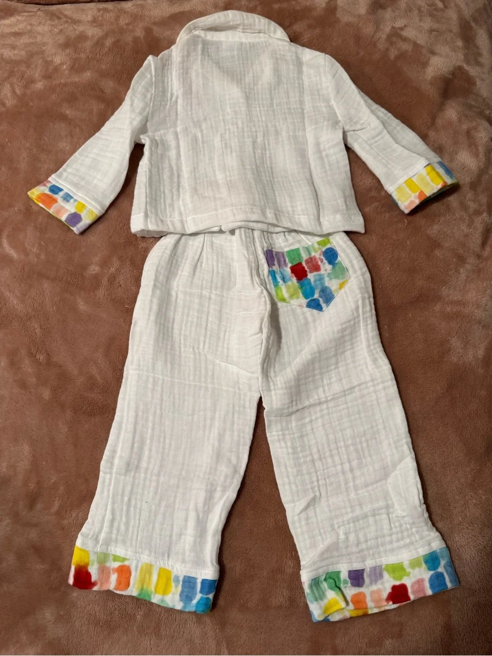 NWOT 12|12 100% Cotton Two-Piece Pajama Set with Multicolor Accents, Size 2T